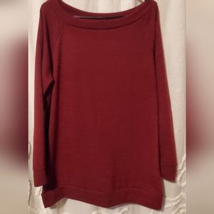 Off the shoulder tunic sweater- maroon color- By Beeson River